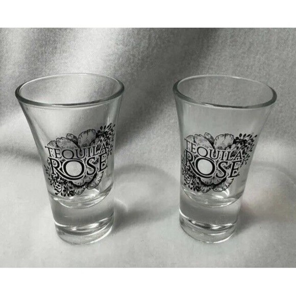 Tequila Rose 3.5" Clear Glass Heavy Shot Glasses Set of 2 - Picture 6 of 9